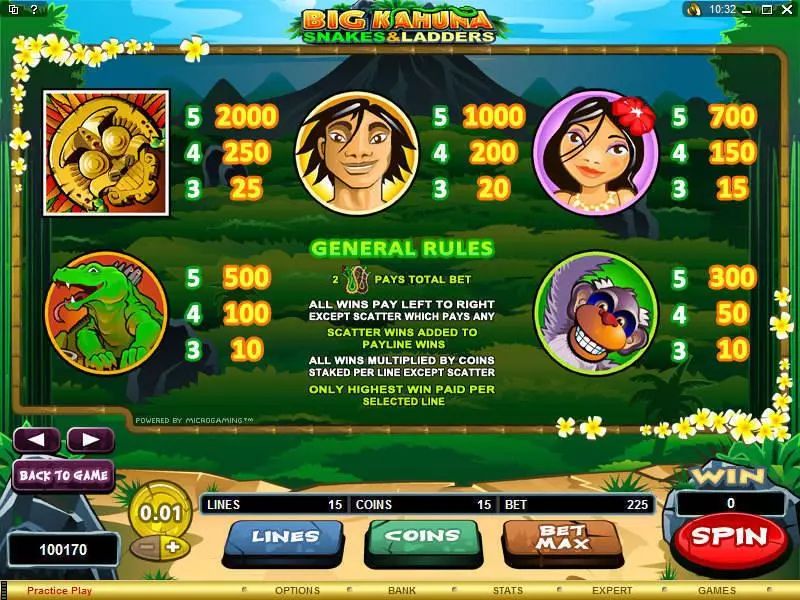Big Kahuna - Snakes and Ladders  Real Money Slot made by Microgaming - Info and Rules