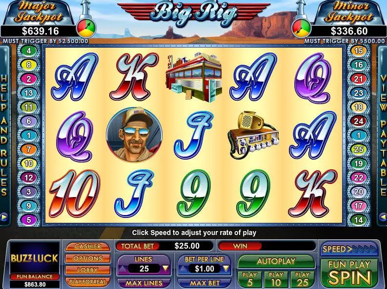 Big Rig  Real Money Slot made by NuWorks - Main Screen Reels