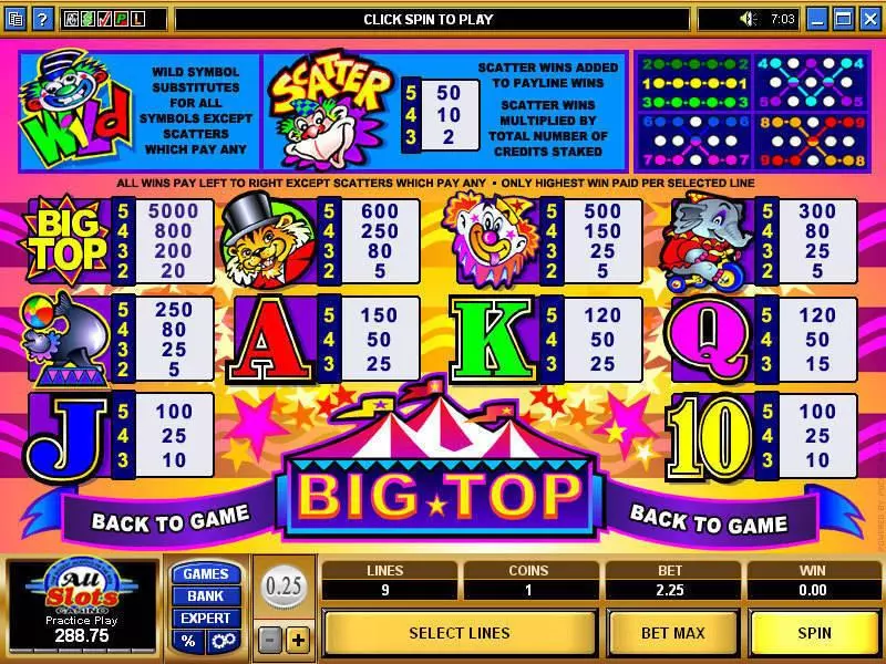 Big Top  Real Money Slot made by Microgaming - Info and Rules