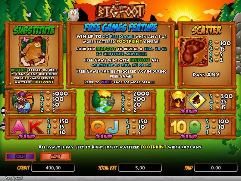 Bigfoot  Real Money Slot made by bwin.party - Info and Rules
