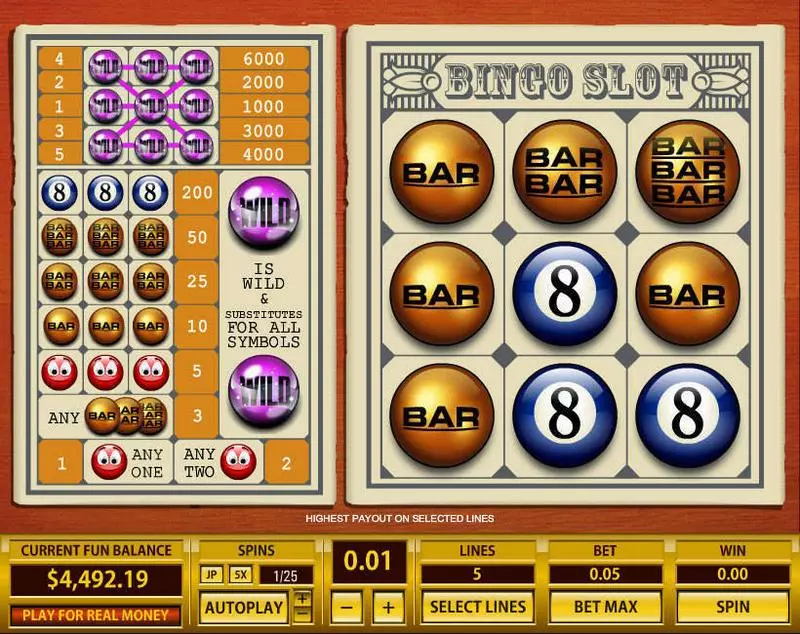 Bingo 5 Lines  Real Money Slot made by Topgame - Main Screen Reels