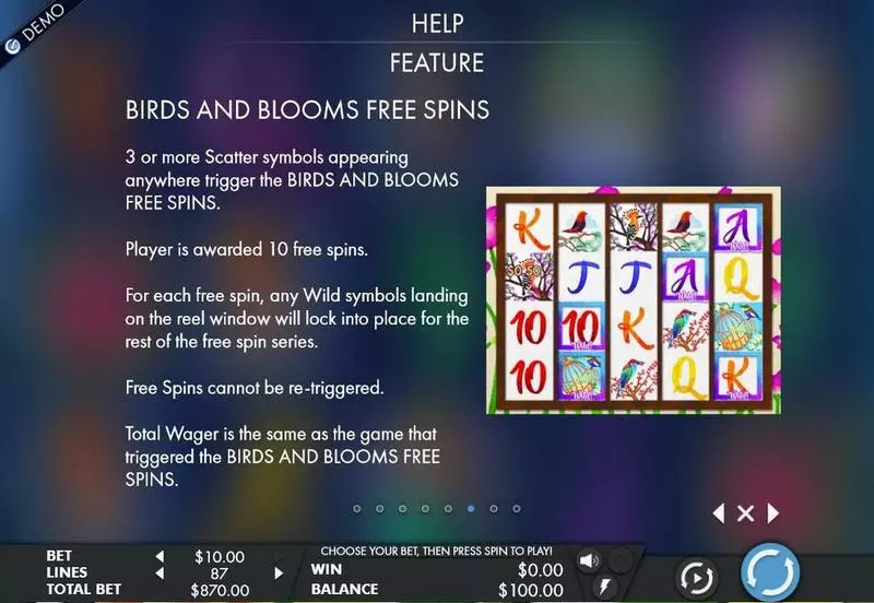 Birds & Blooms  Real Money Slot made by Genesis - Info and Rules