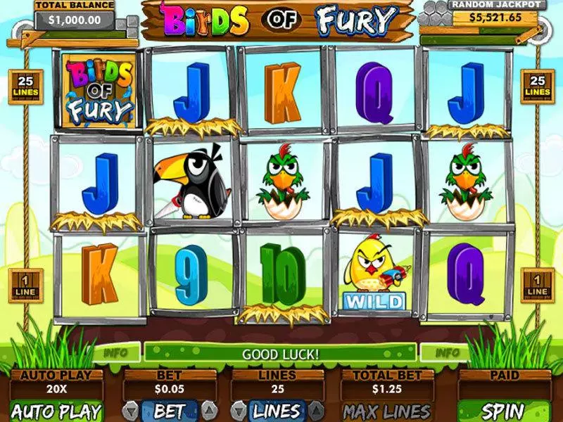 Birds of Fury  Real Money Slot made by RTG - Main Screen Reels