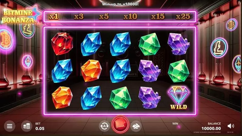 Bitmine Bonanza  Real Money Slot made by Mascot Gaming - Main Screen Reels
