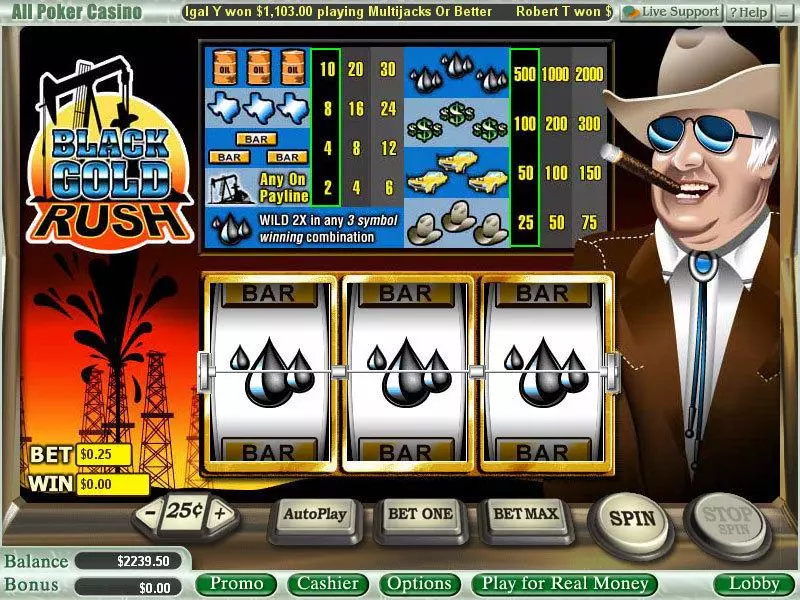 Black Gold Rush  Real Money Slot made by WGS Technology - Main Screen Reels