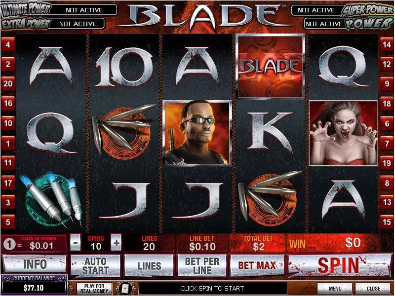 Blade  Real Money Slot made by PlayTech - Main Screen Reels