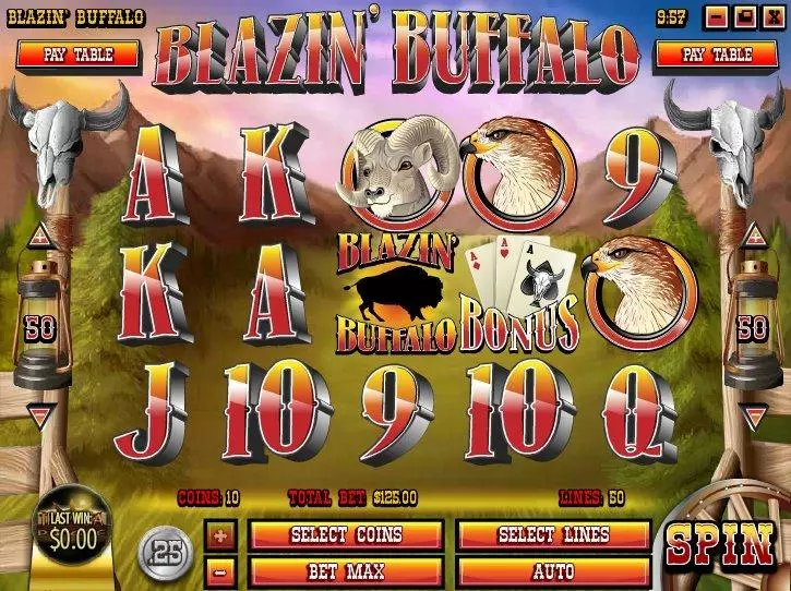 Blazin' Buffalo  Real Money Slot made by Rival - Main Screen Reels