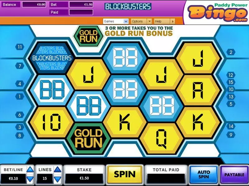 Blockbusters  Real Money Slot made by OpenBet - Main Screen Reels