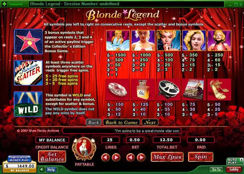 Blonde Legend  Real Money Slot made by 888 - Info and Rules