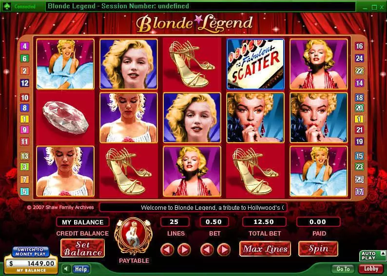 Blonde Legend  Real Money Slot made by 888 - Main Screen Reels