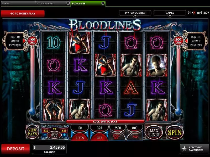 Bloodlines  Real Money Slot made by Genesis - Main Screen Reels