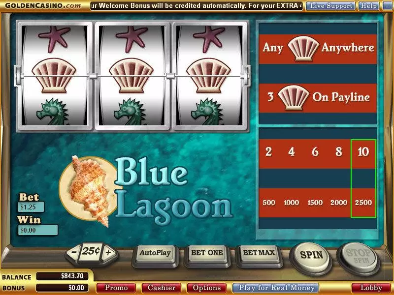 Blue Lagoon  Real Money Slot made by WGS Technology - Main Screen Reels