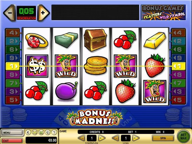 Bonus Madness  Real Money Slot made by GTECH - Main Screen Reels