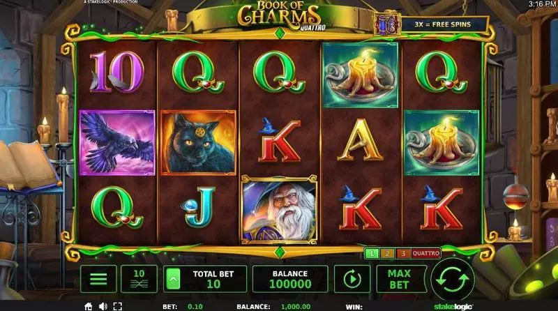 Book of Charms  Real Money Slot made by StakeLogic - Main Screen Reels
