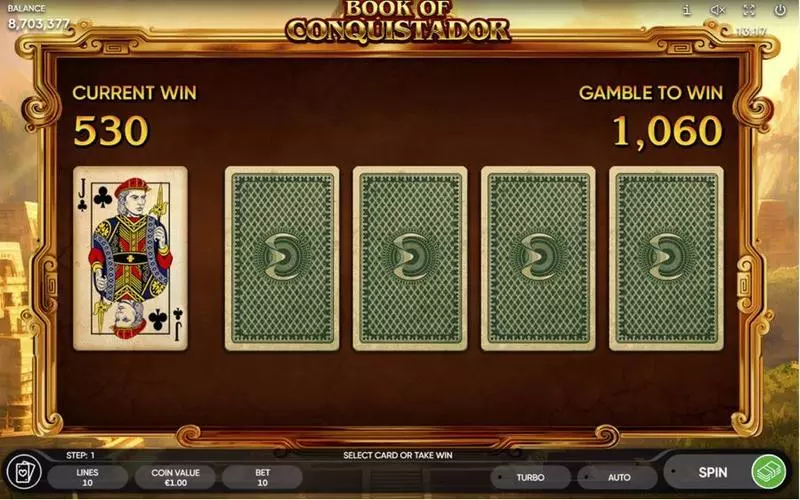 Book of Conquistador  Real Money Slot made by Endorphina - Gamble Screen