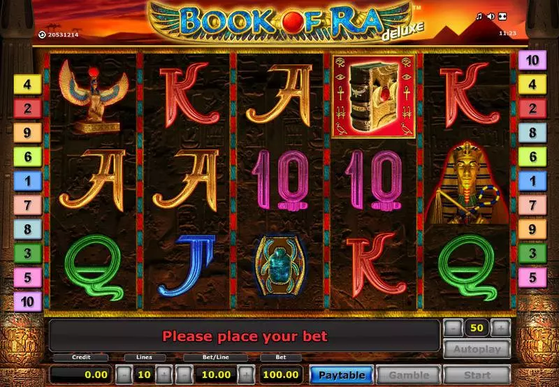 Book of Ra - Deluxe  Real Money Slot made by Novomatic - Main Screen Reels