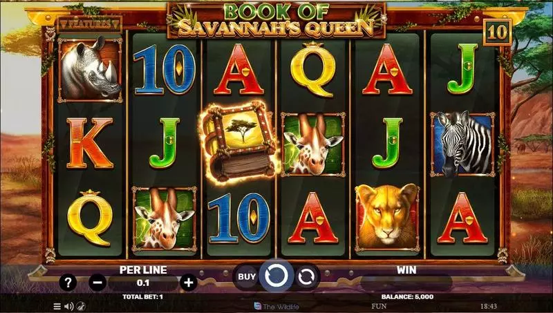Book Of Savannah’s Queen  Real Money Slot made by Spinomenal - Main Screen Reels