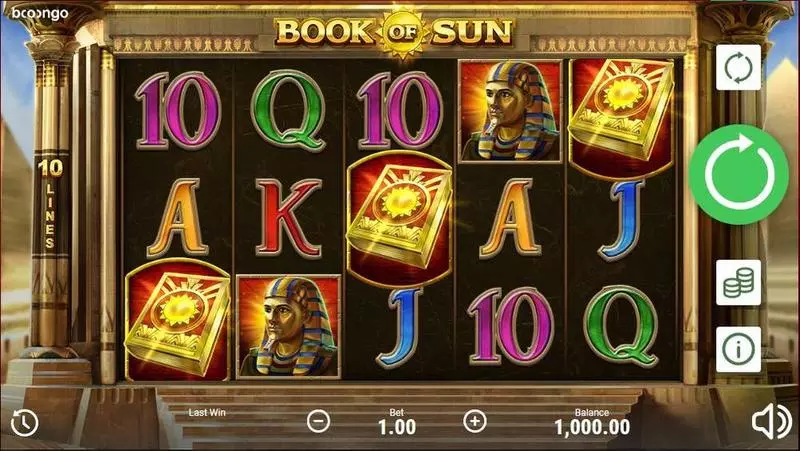 Book of Sun  Real Money Slot made by Booongo - Main Screen Reels