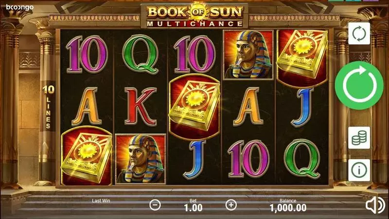 Book of Sun: Multichance  Real Money Slot made by Booongo - Main Screen Reels