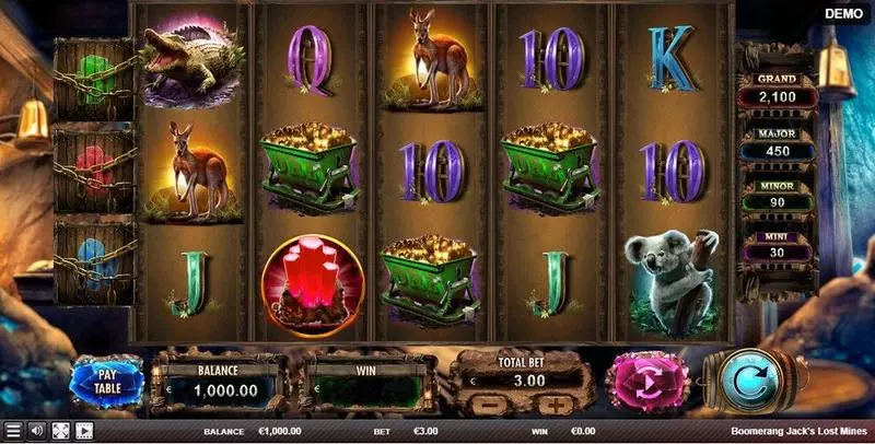 Boomerang Jack's Lost Mines  Real Money Slot made by Red Rake Gaming - Main Screen Reels