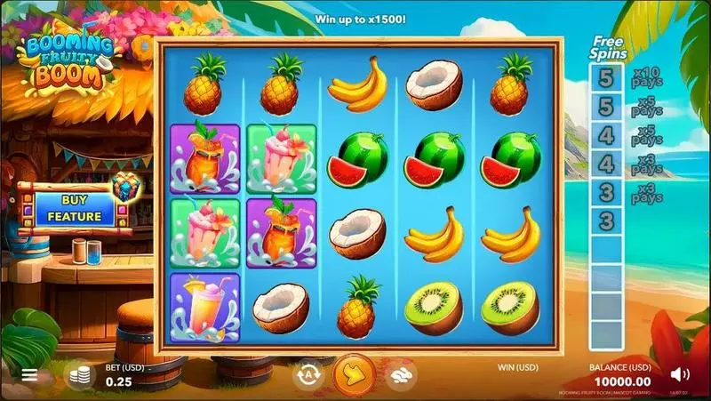 Booming Fruity Boom  Real Money Slot made by Mascot Gaming - Main Screen Reels