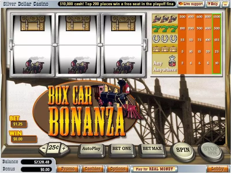 Box Car Bonanza  Real Money Slot made by Vegas Technology - Main Screen Reels