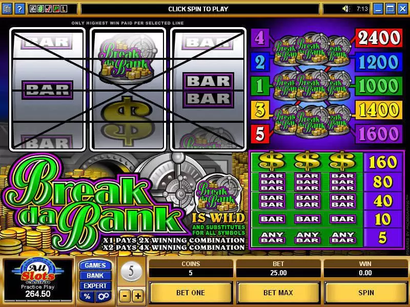 Break Da Bank  Real Money Slot made by Microgaming - Main Screen Reels