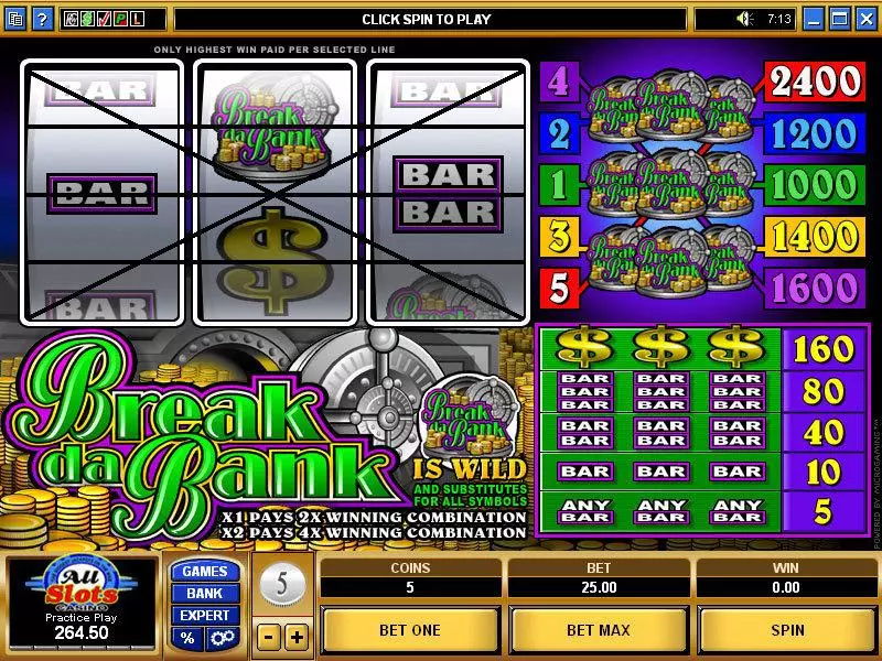 Break Da Bank Mini  Real Money Slot made by Microgaming - Main Screen Reels