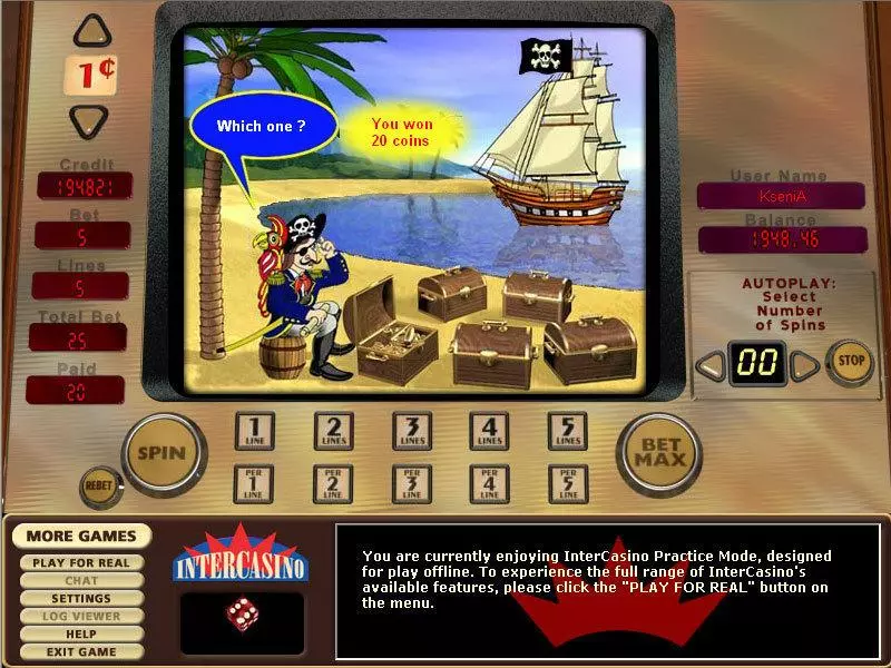 Buccaneer's Bounty 5 Lines  Real Money Slot made by CryptoLogic - Bonus 1