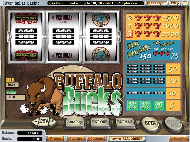 Buffalo Bucks  Real Money Slot made by Vegas Technology - Main Screen Reels