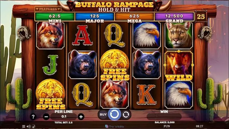 Buffalo Rampage – Hold and Hit  Real Money Slot made by Spinomenal - Main Screen Reels