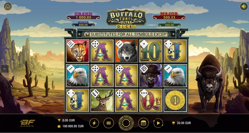Buffalo Trail Ultra Dice  Real Money Slot made by BF Games - Main Screen Reels