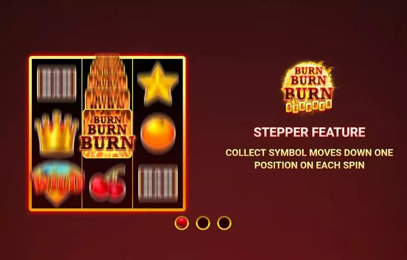 Burn Burn Burn Stepper  Real Money Slot made by Wizard Games - Introduction Screen