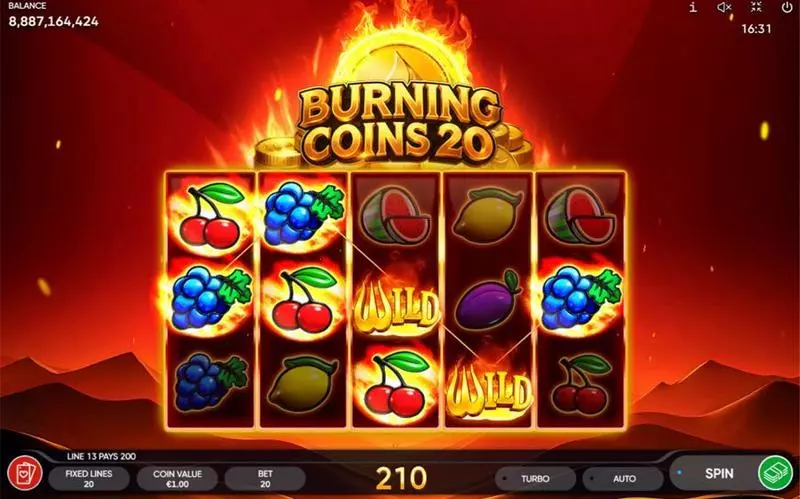 Burning Coins 20  Real Money Slot made by Endorphina - Main Screen Reels