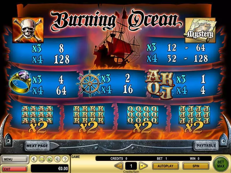 Burning Ocean  Real Money Slot made by GTECH - Info and Rules