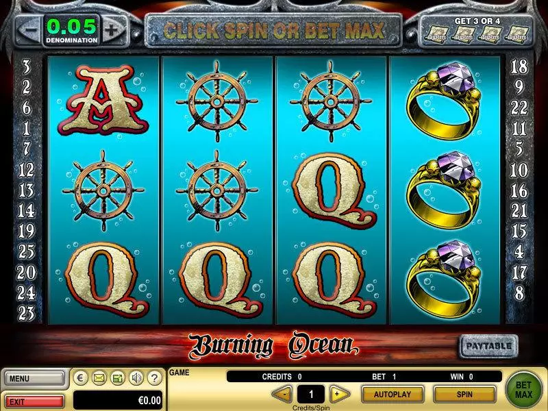 Burning Ocean  Real Money Slot made by GTECH - Main Screen Reels