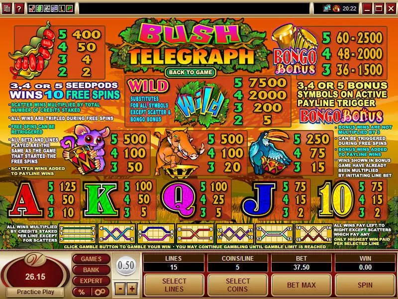 Bush Telegraph  Real Money Slot made by Microgaming - Info and Rules