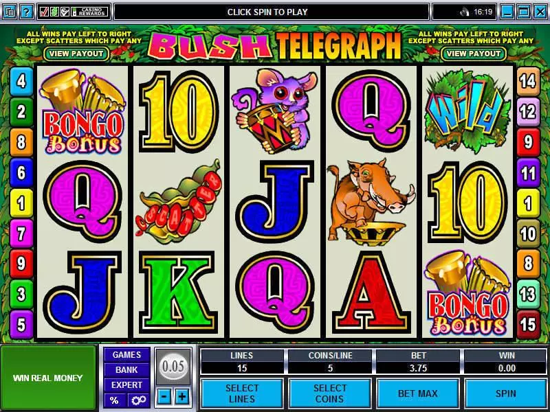 Bush Telegraph  Real Money Slot made by Microgaming - Main Screen Reels