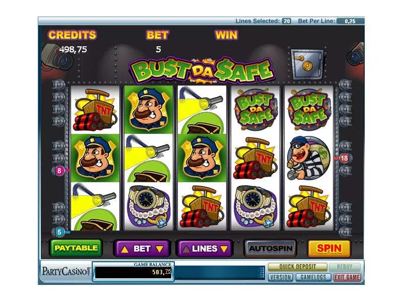 Bust Da Safe  Real Money Slot made by bwin.party - Main Screen Reels