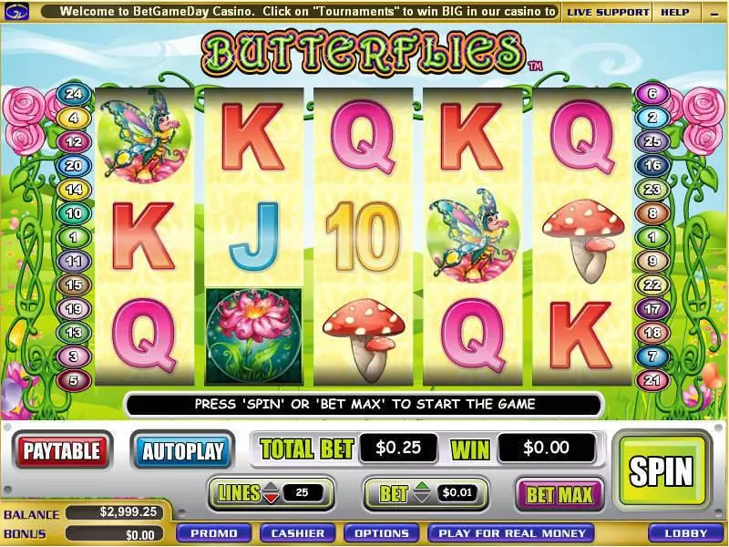 Butterflies  Real Money Slot made by WGS Technology - Main Screen Reels