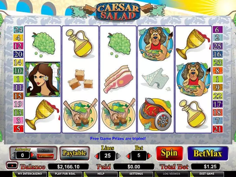 Caesar Salad  Real Money Slot made by CryptoLogic - Main Screen Reels