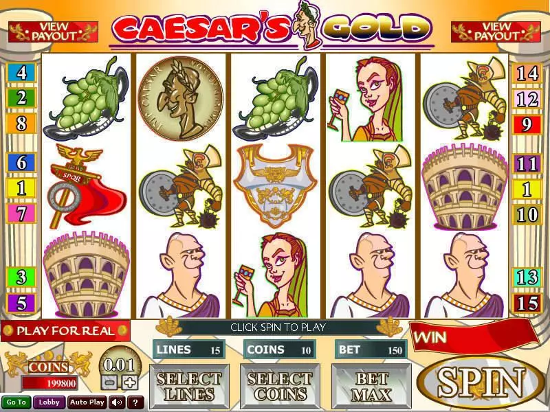 Caesar's Gold  Real Money Slot made by Wizard Gaming - Main Screen Reels