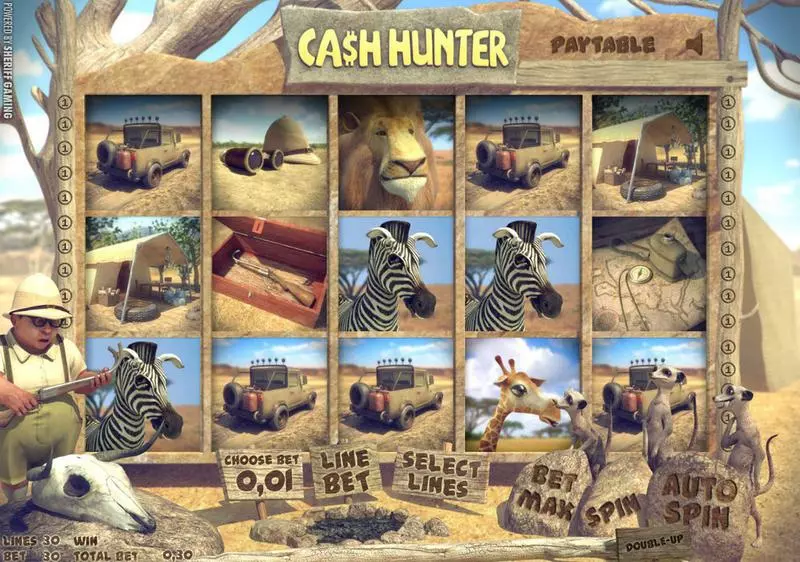 Ca$h Hunter  Real Money Slot made by Sheriff Gaming - Main Screen Reels