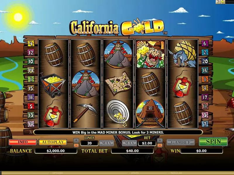 California Gold  Real Money Slot made by Microgaming - Main Screen Reels