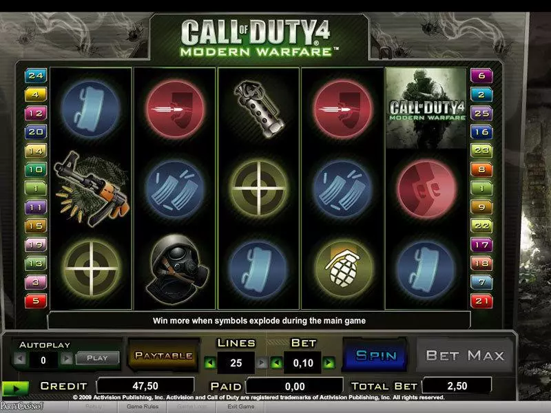 Call of Duty 4  Real Money Slot made by bwin.party - Main Screen Reels