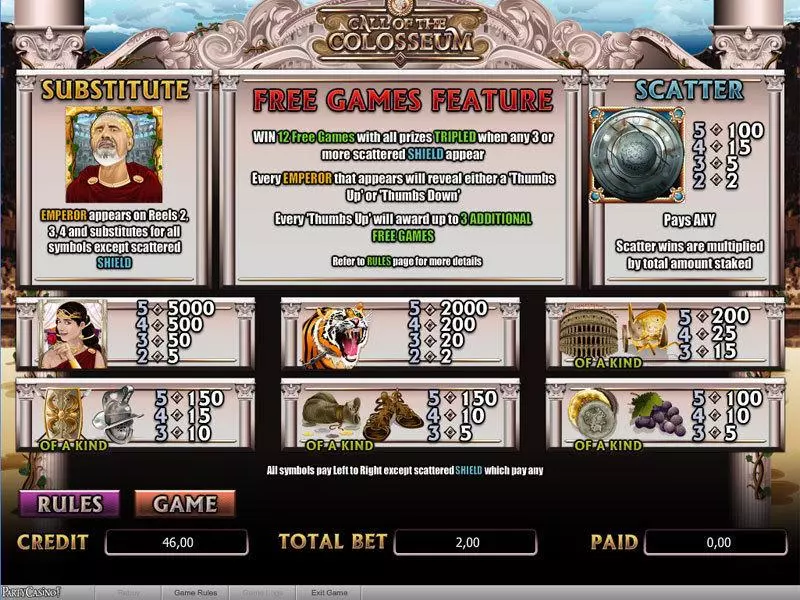 Call of the Colosseum  Real Money Slot made by Amaya - Info and Rules