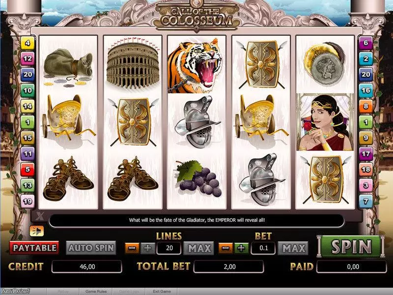 Call of the Colosseum  Real Money Slot made by Amaya - Main Screen Reels