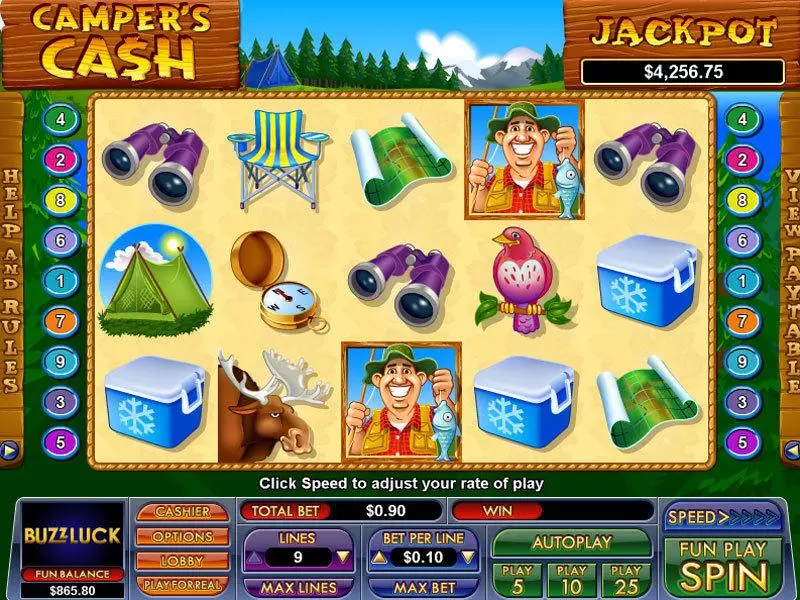 Camper's Cash  Real Money Slot made by NuWorks - Main Screen Reels