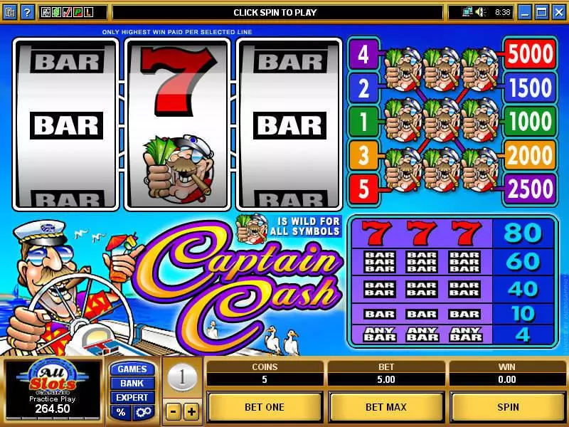 Captain Cash  Real Money Slot made by Microgaming - Main Screen Reels