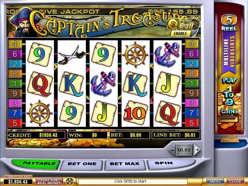Captain's Treasure  Real Money Slot made by PlayTech - Main Screen Reels